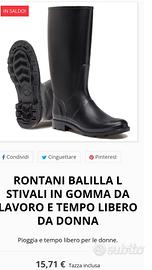 stivali in gomma da donna numero 37