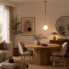 Lampada Sospensione Oro e Vetro Opalino 20cm
