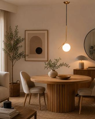Lampada Sospensione Oro e Vetro Opalino 20cm