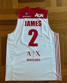Maglia basket Mike James Olimpia Milano Eurolega