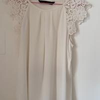 Camicetta/blusa bianca Zara con ricamo floreale