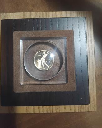 2 monete 50 lire vulcano in oro