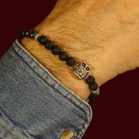 Bracciale da uomo in pietra gufetto portafortuna