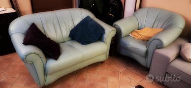 Set divani 4 posti in pelle