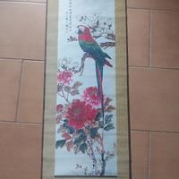 Mini tela pittura cinese antica con pappagallo 