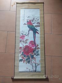 Mini tela pittura cinese antica con pappagallo 