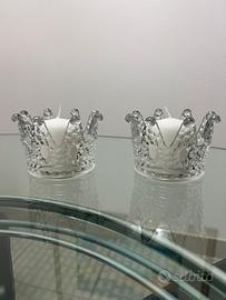 Set 2 portacandele in vetro a corona + candele