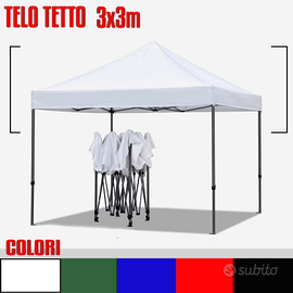 Telo ricambio gazebo pieghevole 3x3 bianco nuovo