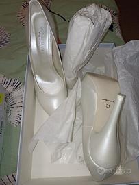 scarpe decolleté da sposa nuove n.39