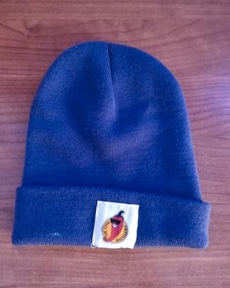 Cappello lana blu con patch peperoncino unisex