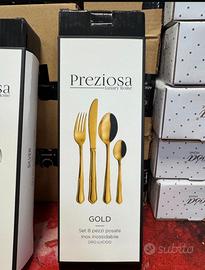 Set posate 24 pezzi acciaio Inox oro Preziosa lux