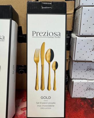 Set posate 24 pezzi acciaio Inox oro Preziosa lux