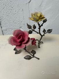 Rose Capodimonte Ornamenti Decorazioni Vintage.