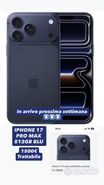 IPHONE 17 PRO MAX BLU 512GB NUOVO