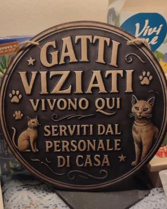 Decorazione in legno simpatica tema gatti design 