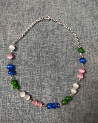 Collana artigianale con pietre occhi di gatto
