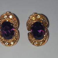 orecchini vintage viola clip