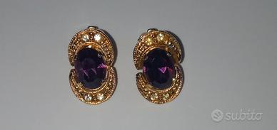 orecchini vintage viola clip