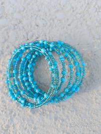 bracciale da ragazza azzurro a molla 
