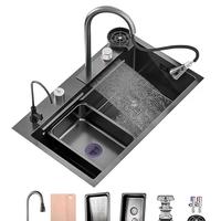 Lavello cucina multifunzione nero-griggio 65x50