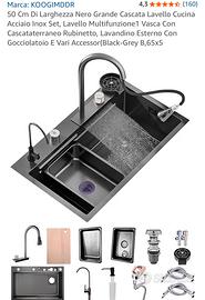 Lavello cucina multifunzione nero-griggio 65x50