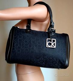 Baule, originale CALVIN KLEIN,tessuto logato/pelle