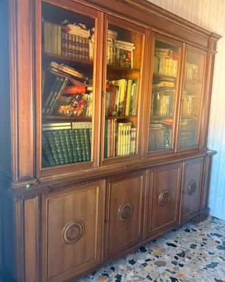 Elegante libreria/vetrina in legno massello