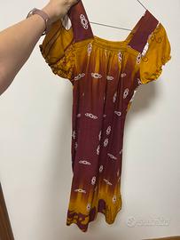 Vestito Sri Lanka Giallo Marrone Floreale