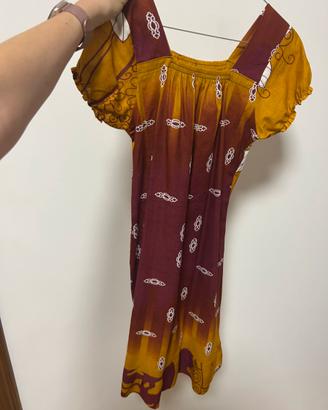 Vestito Sri Lanka Giallo Marrone Floreale