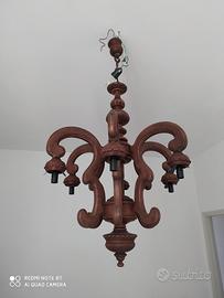 Lampadario Legno Vintage