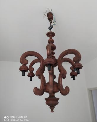 Lampadario Legno Vintage