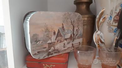 scatola in cartone di confetti con centrino 1950