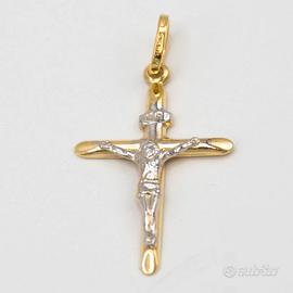 Ciondolo in oro giallo e bianco 18 kt "Croce E.381