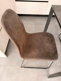 4 Sedie velluto/alcantara grigio soggiorno cucina