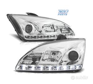 FARI FORD FOCUS 04-08 LUCE DIURNA A LED FONDO CROM