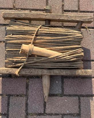 Antico Aspo Avvolgicorda in Legno - Vintage