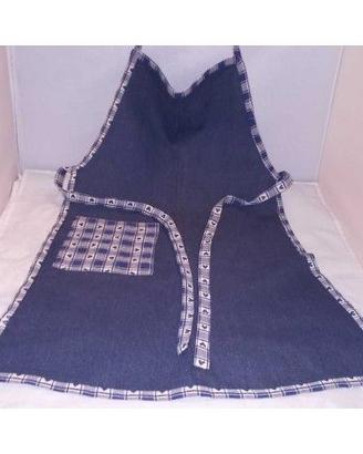 GREMBIULE UNISEX IN TELA JEANS-PETTORINA E TASCA