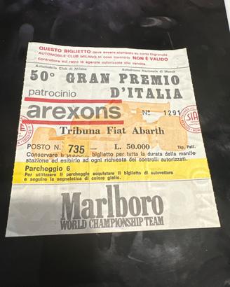 Biglietto 50esimo Gran Premio D’Italia