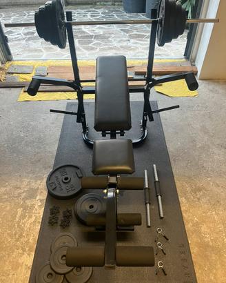 Panca palestra vidaXL + 67,5 kg pesi + bilanciere