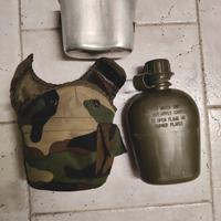Borraccia militare e cinturone woodland