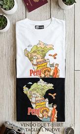 Due T-Shirt Maglietta "Perù" con Grafica Mappa e L