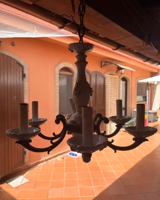 Lampadario in stile Capodimonte a 6 luci - Vintage