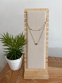 Collana Doppio Filo Oro Con Cuore - Nuova