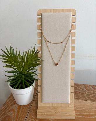 Collana Doppio Filo Oro Con Cuore - Nuova