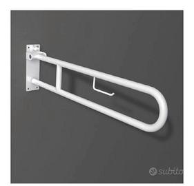MANIGLIONE  CON PORTAROTOLO PER BAGNO DISABILI