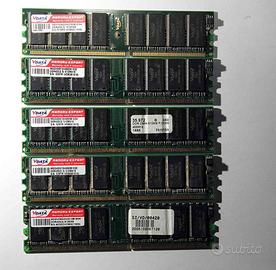 6 Moduli RAM DDR1 400MHz PC3200 184pin 512MB cad