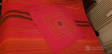  Copripiumone sacco + cuscino bottoni rosso cotone