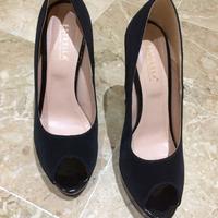 Scarpe donna n.38, décolleté nere raso rigato