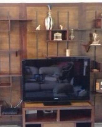 Parete attrezzata in legno teak con porta tv