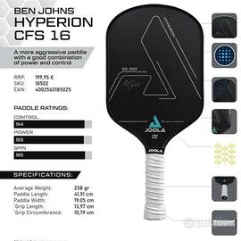 Pickleball - Hyperion CFS16 + 2 Grip White Ridge